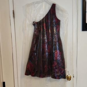 One shoulder jacquard A line dress